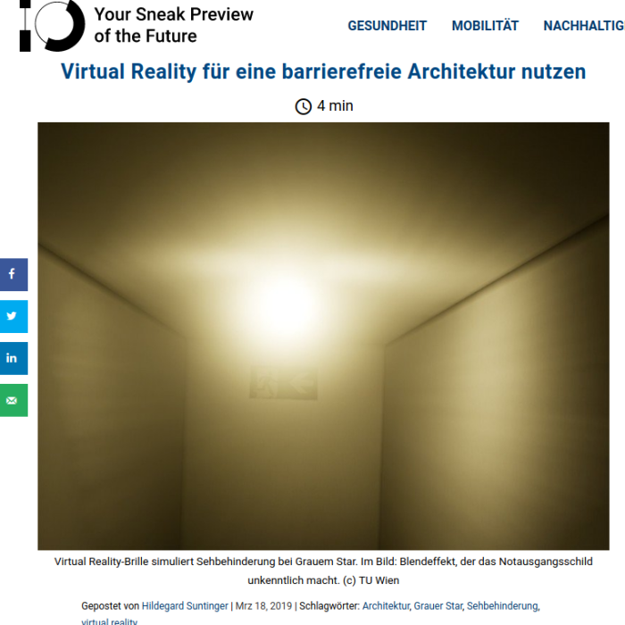Virtual Reality für eine barrierefreie Architektur nutzen, Innovation Origins, 2019